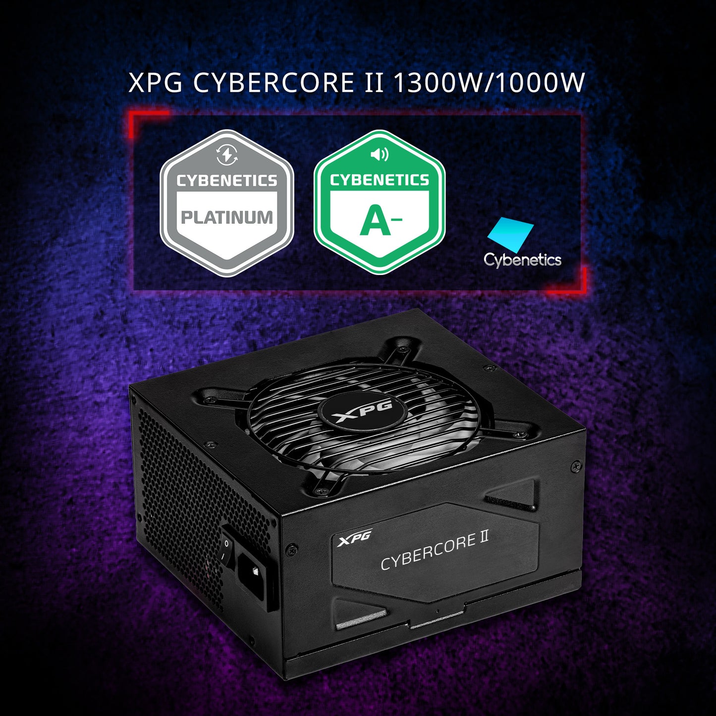 XPG Cybercore II PCIE 5 & ATX 3.0 Power Supply - Full Modular - 80 Plus and Cybenetics Platinum Certified - 100% Japanese 105°C Capacitors