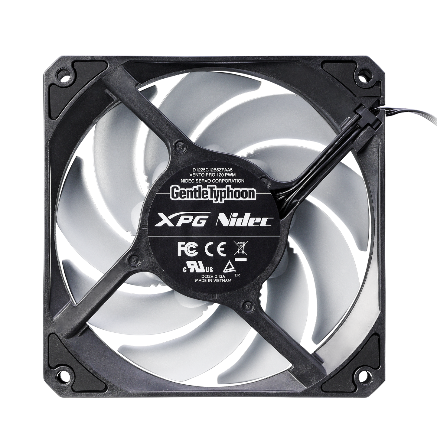 XPG Vento Pro High Performance PWM Computer Case Fan 120mm: 10-28 dBA Fan Noise - 4 Pin Connector - 75 CFM Max Air Flow - Double Ball Bearing - 120 x 120 x 25mm