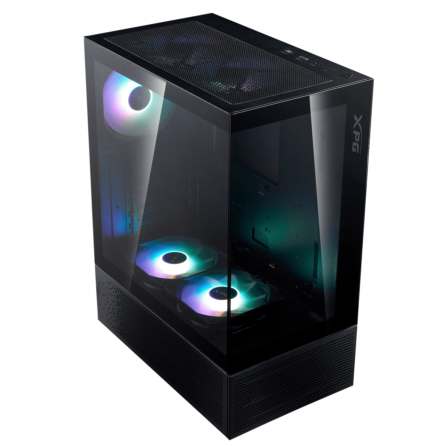 XPG Invader X Mid-Tower Gaming ATX PC Case with Panoramic View, Tempered Glass Panels, and RGB Lighting Black
