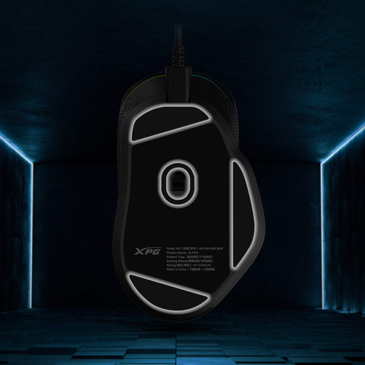 XPG ALPHA Wired Gaming Mouse - Black w/ RGB + Omron Switches | USB-C Connection | 6 Programmable Buttons PAW 3335 Sensor