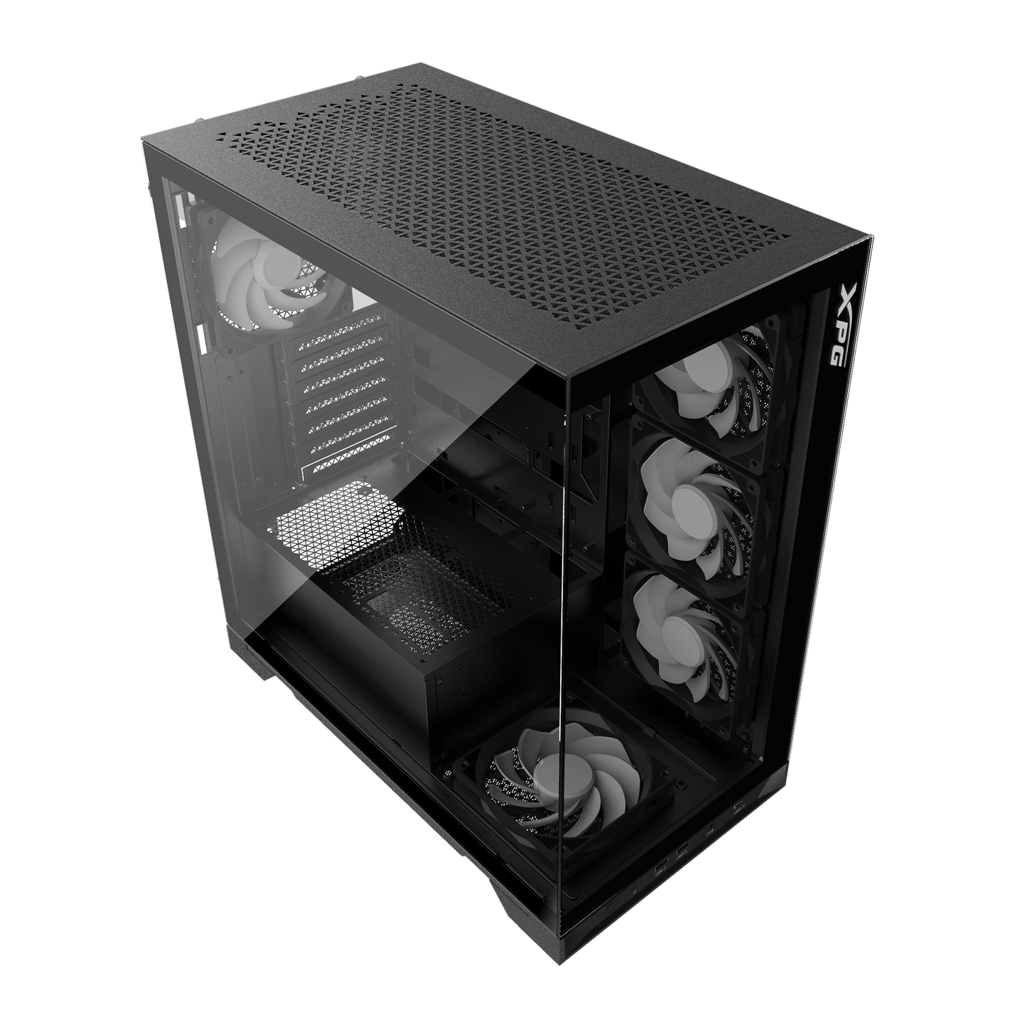 XPG Invader X Mid-Tower Gaming ATX PC Case with Panoramic View, Tempered Glass Panels, and RGB Lighting Black