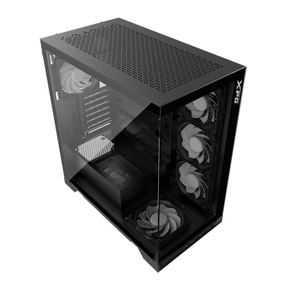 XPG Invader X Mid-Tower Gaming ATX PC Case with Panoramic View, Tempered Glass Panels, and RGB Lighting Black